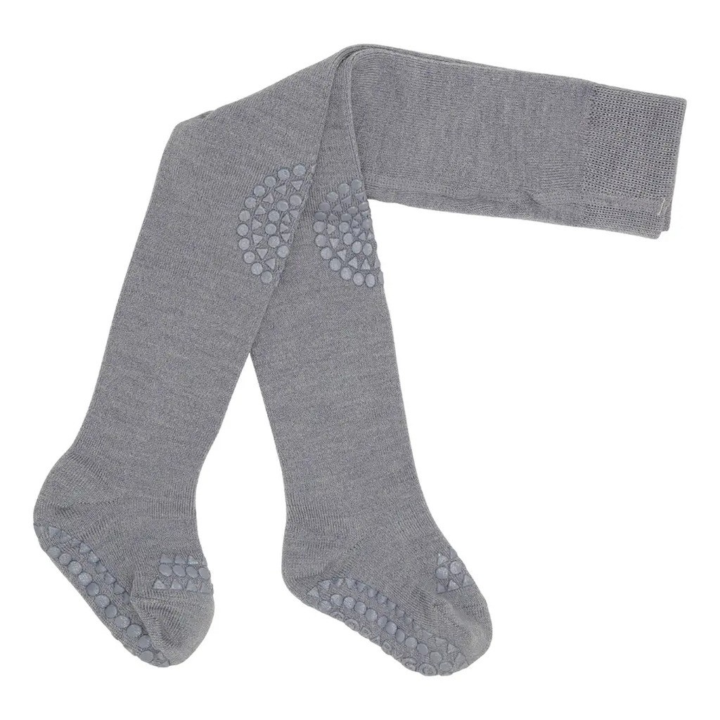 Uld Kravle Strømpebukser - Grey melange - 6-12M
