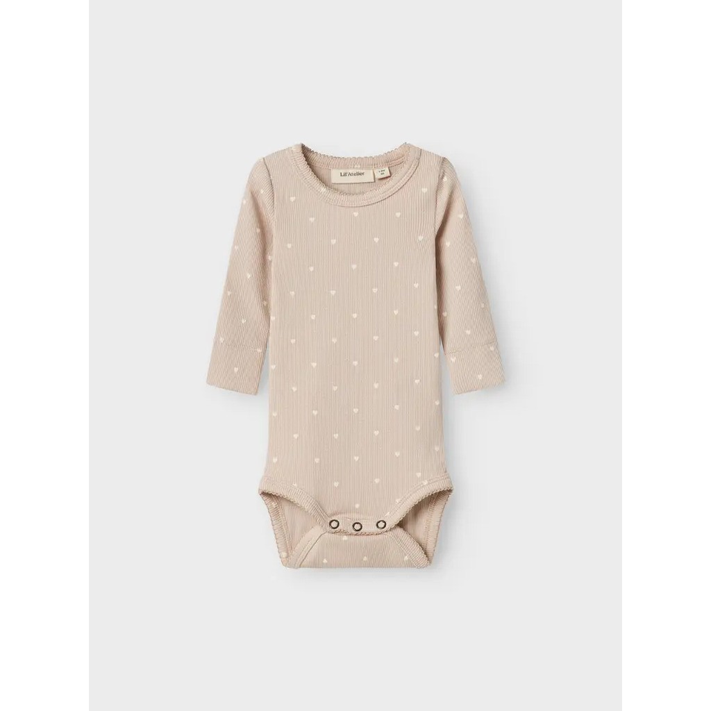 Gago langærmet slim body - GRAY MORNING - med hjerter - 80