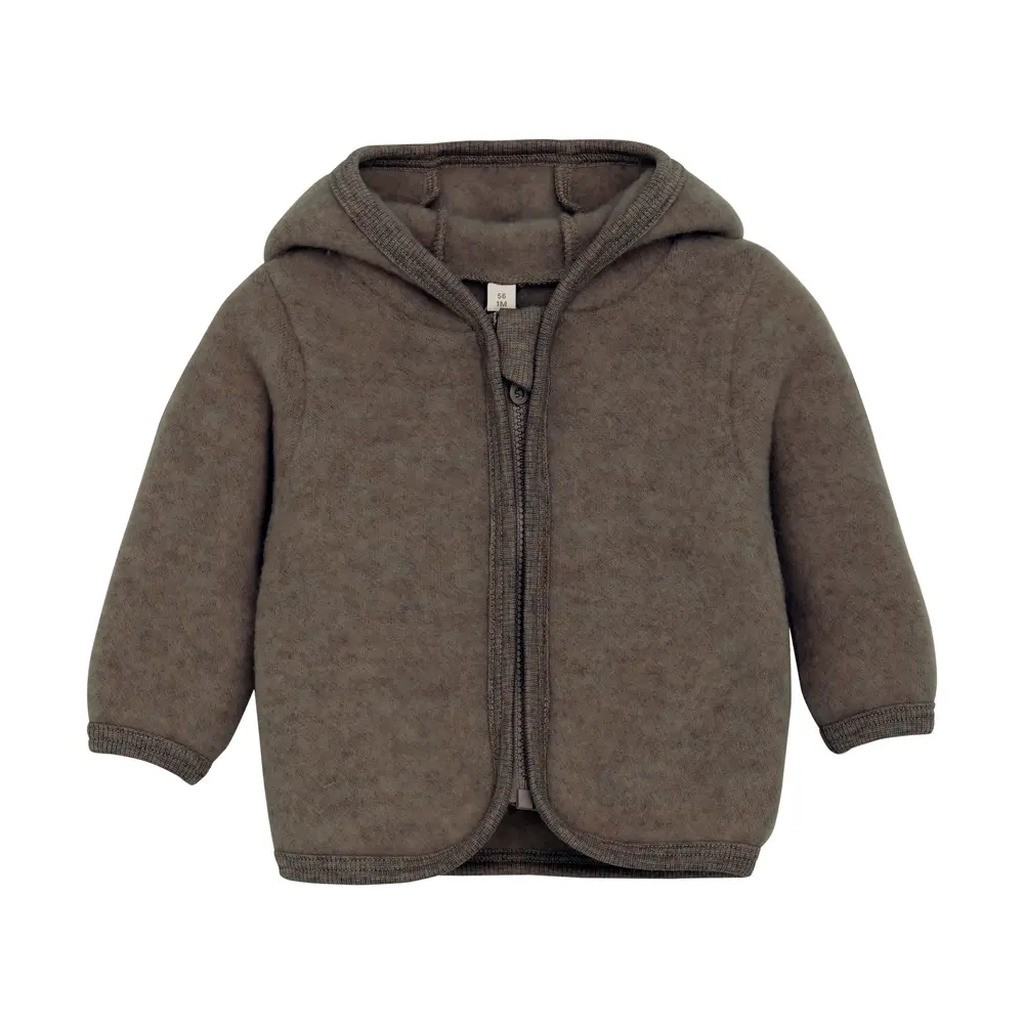 Jakke Ører Uld Fleece - Brown Melange - 92