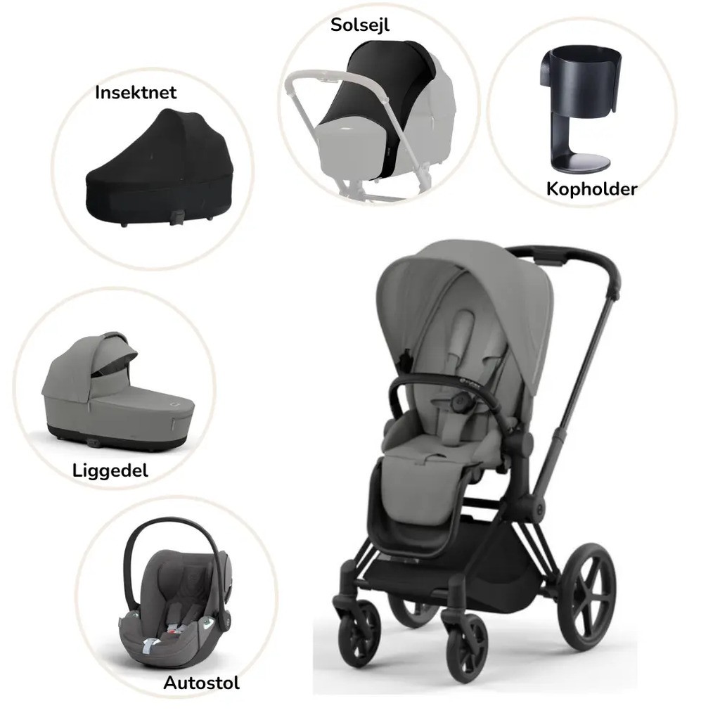 Priam pakke - mirage grey/matt black PLUS