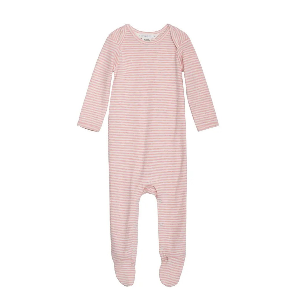 Baby Stribet Dragt - Coral/Offwhite - 74 / 9 MDR.