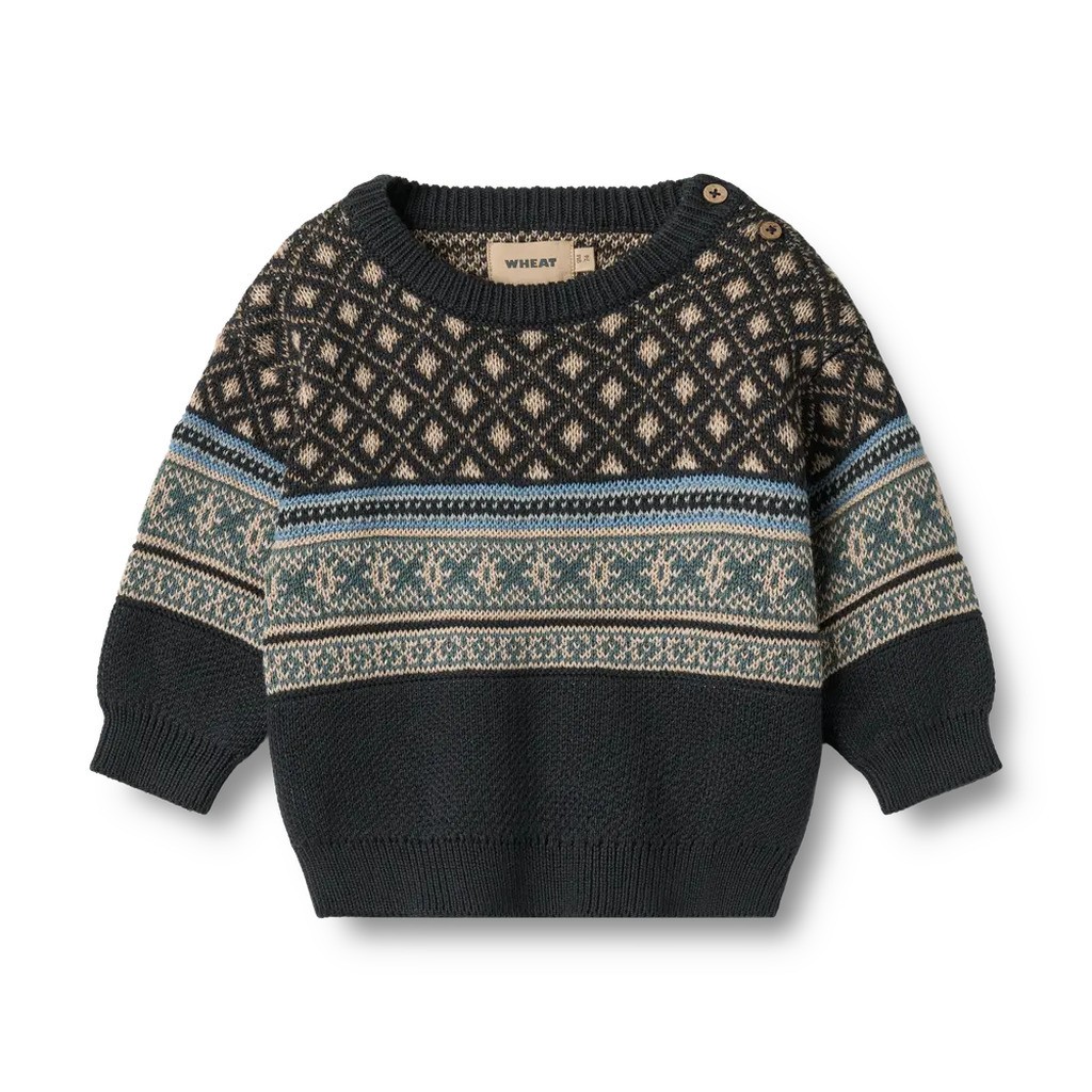 Julius Jacquard Pullover - Navy - 2 ÅR