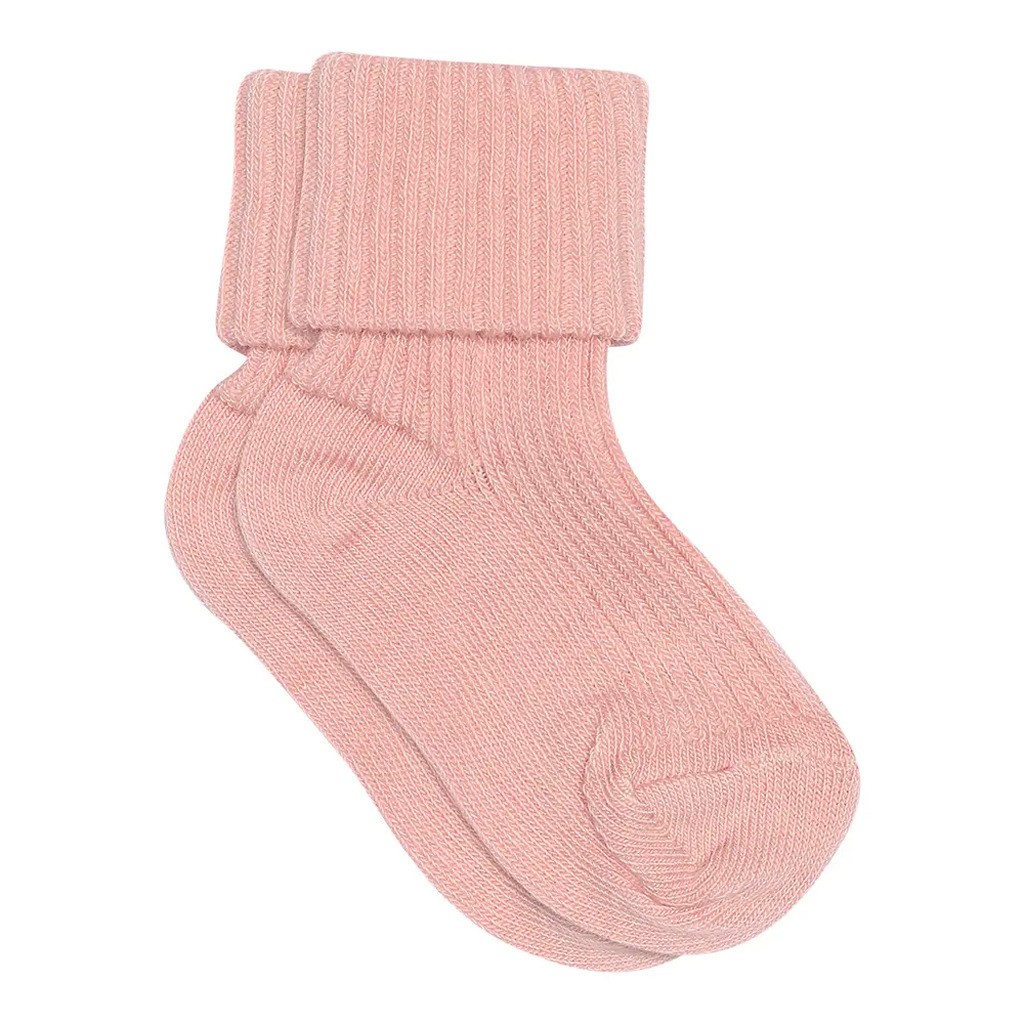 Baby rib ankelstrømpe - Silver Pink - 17/18