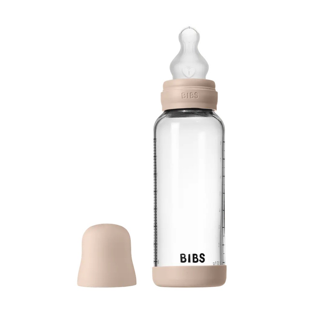 Glass baby bottle silicone 240 ml blush