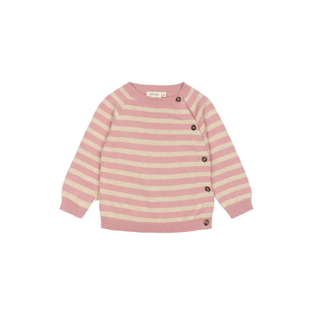 Striktrøje - Off White/Rosa - 80