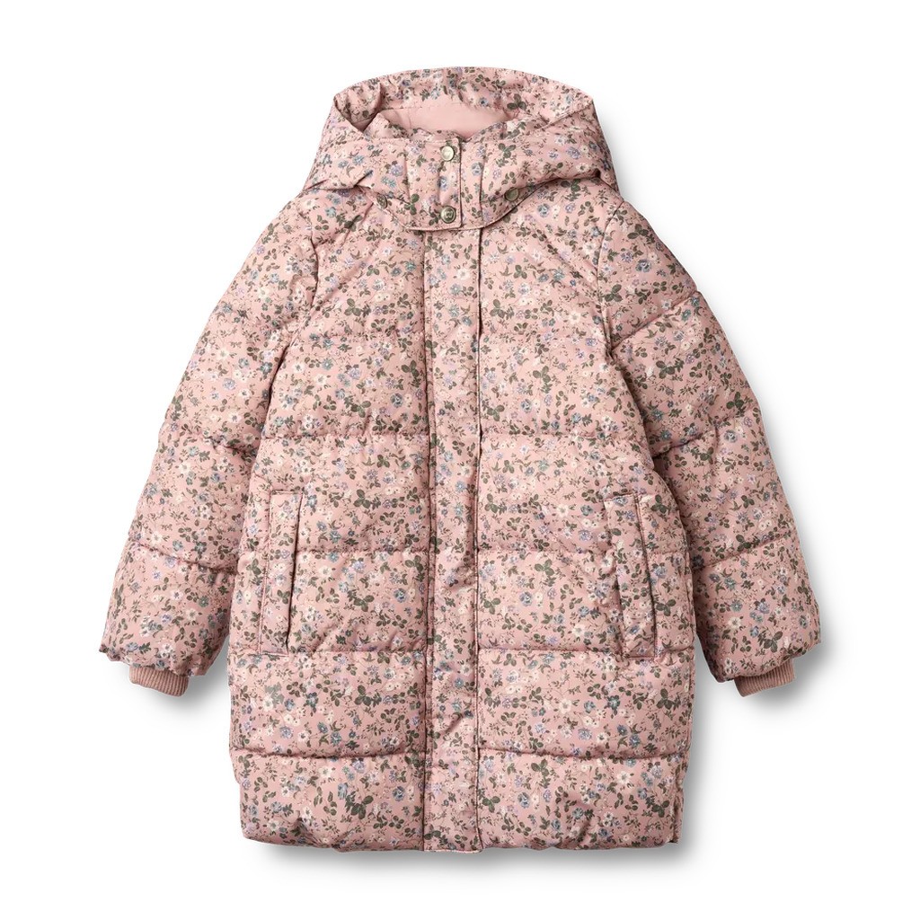 Yrsa Puffer Jakke - Rose powder flowers - 3 ÅR