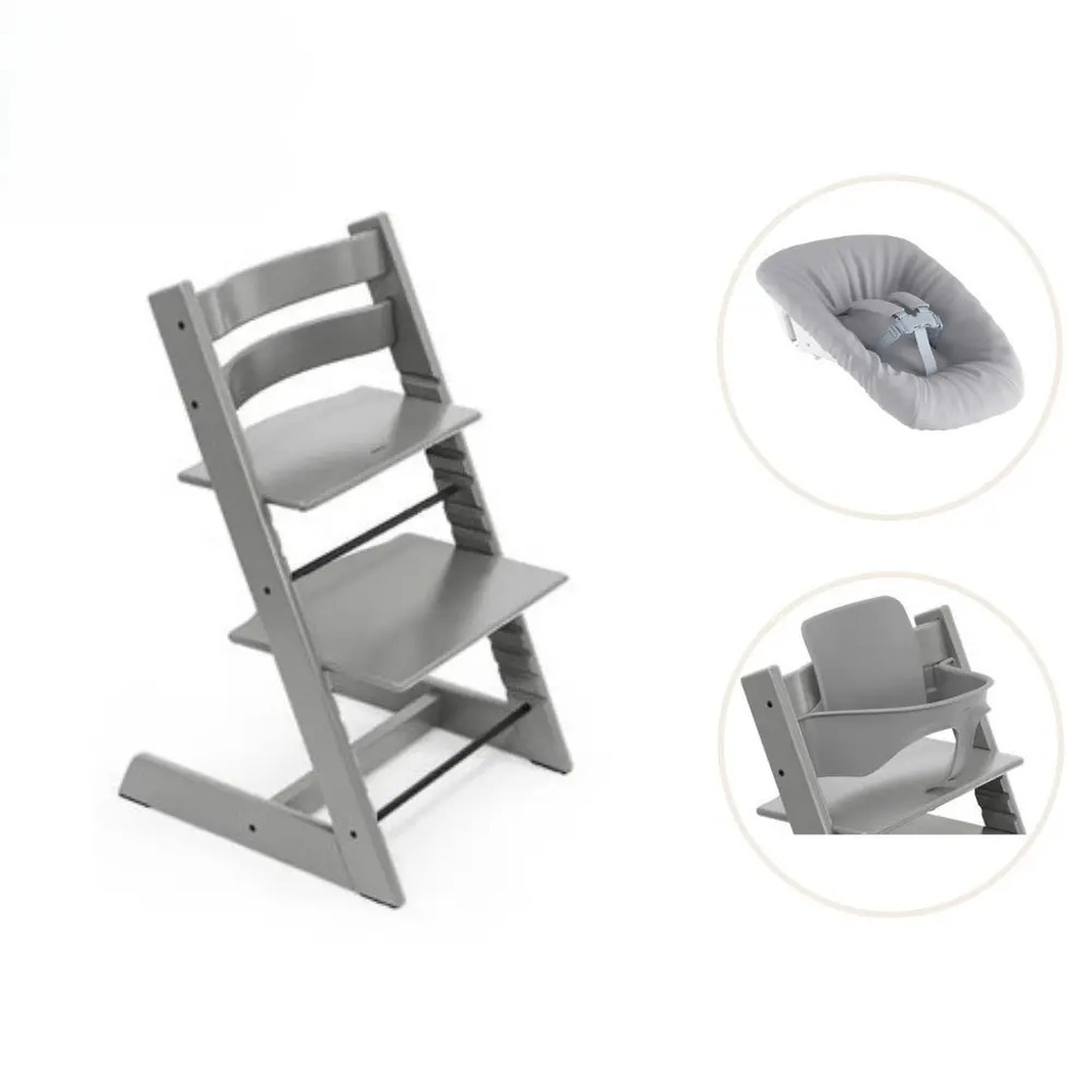 Højstol inkl. newborn sæt og babysæt - storm grey