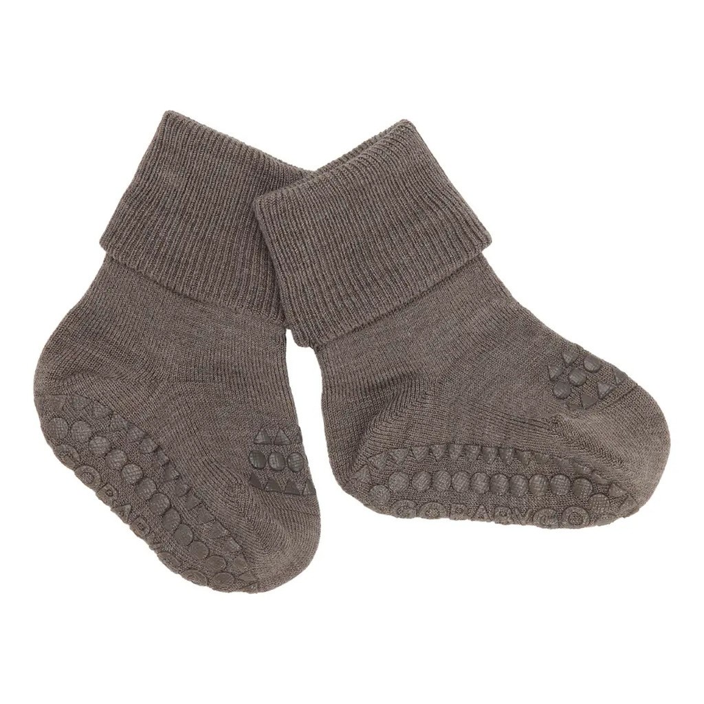 Skridsikre Strømper -  Merino Uld - Brown melange - 27/30