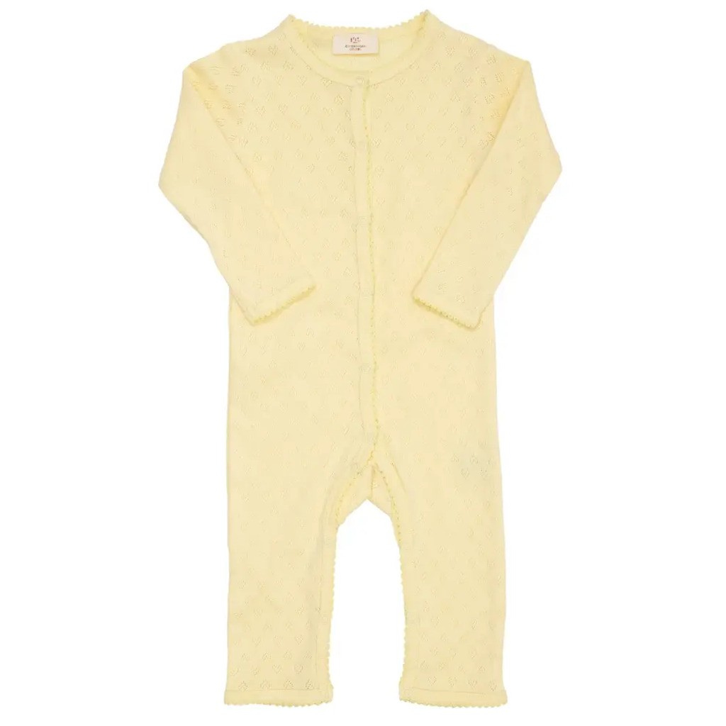 Heldragt m. hjerte mønster - PALEYELLOW - 80