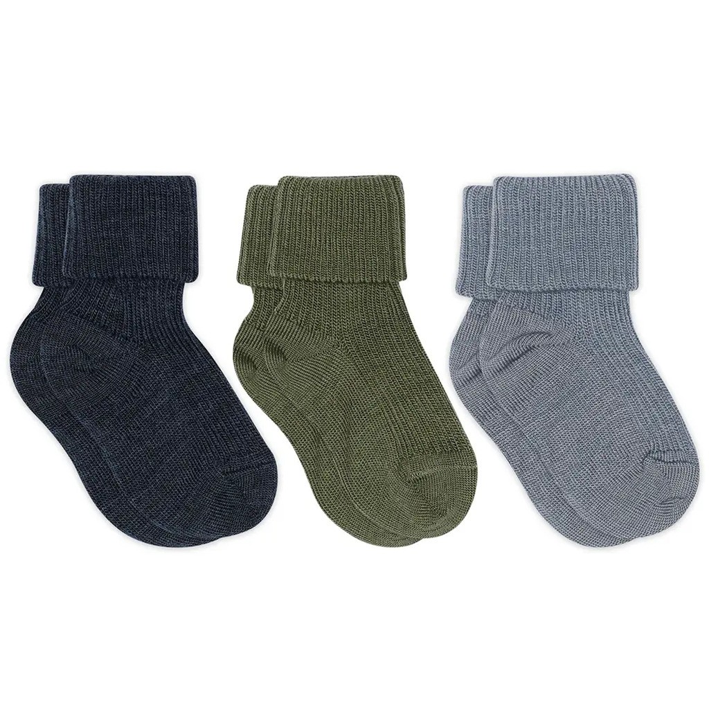 Uld rib baby strømpe 3 pak - 1235 - 17/18