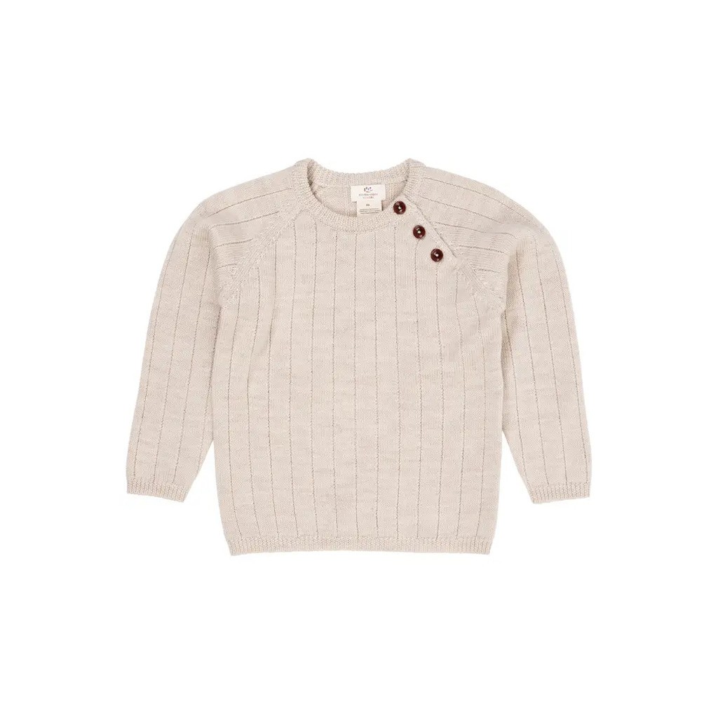 Strikket bluse i merino uld - CREAM - 98