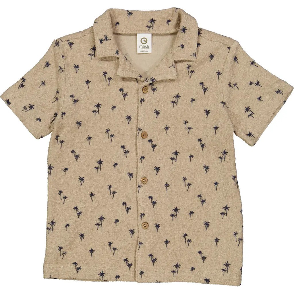 Palm skjorte med palmer - Cashmere/ Night blue - 104