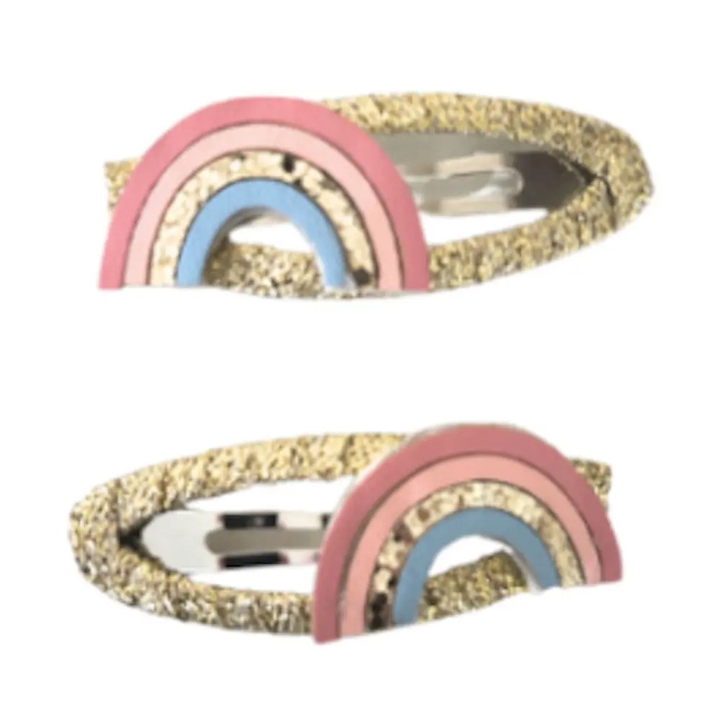 Hårclips Gold Glitter Rainbow