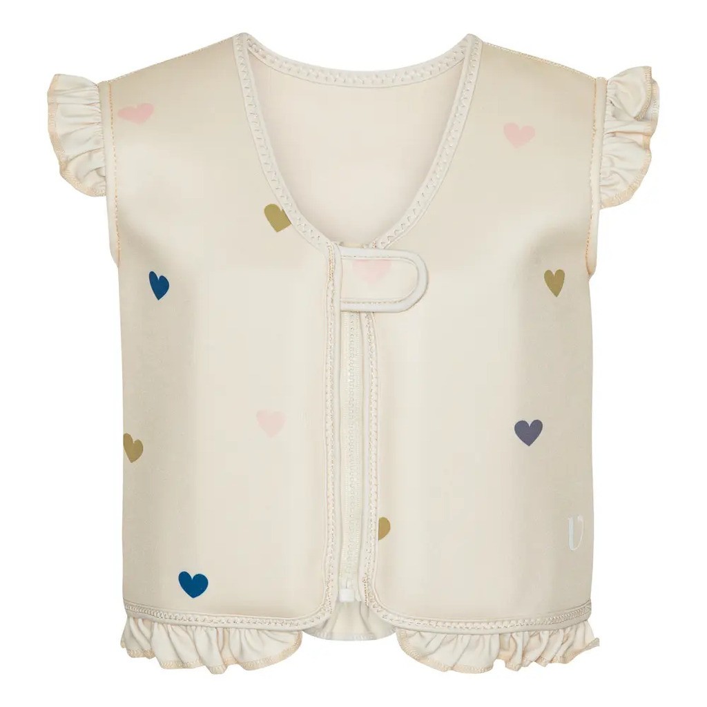 Svømmevest - Neopren - Frill - Milk - Hearts - MILK - 3-6 ÅR