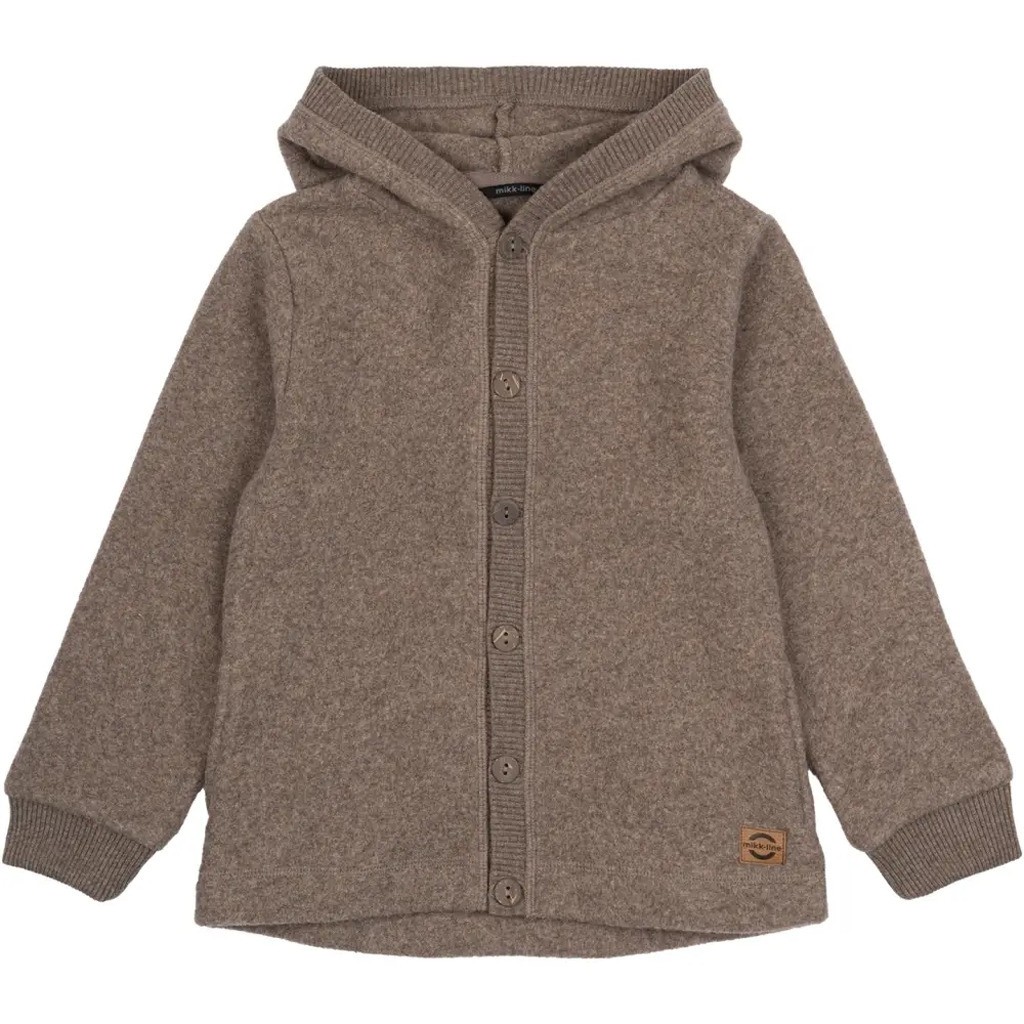 Bomuld Fleece Cardigan med hætte - MELANGE DENVER - 104