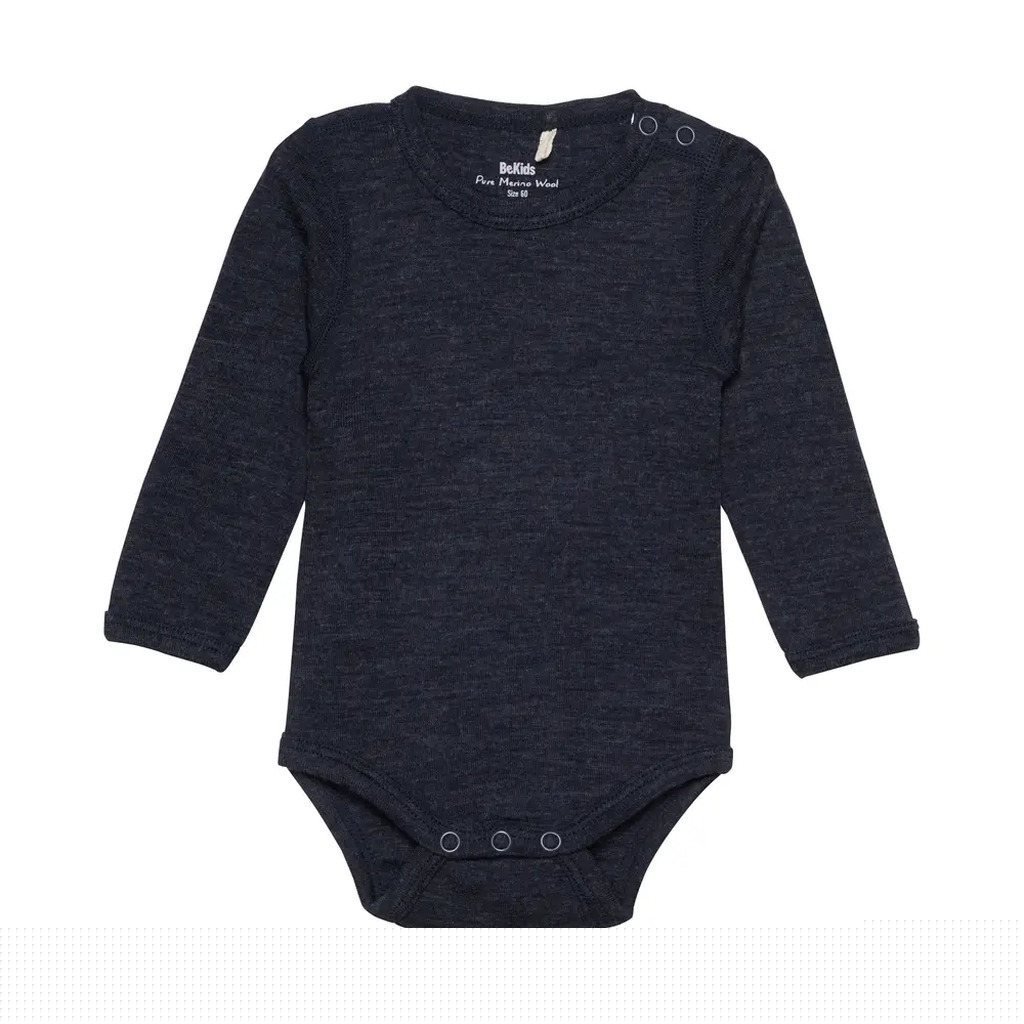 Uld body langærmet - solid - Sky Captain Melange - 100