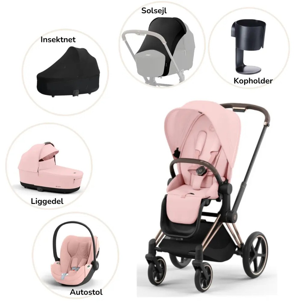 Priam pakke - peach pink/rosegold PLUS