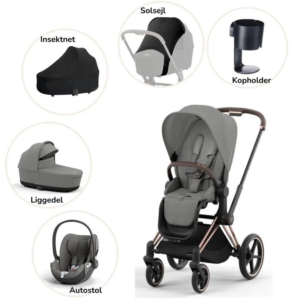 Priam pakke - mirage grey/rosegold