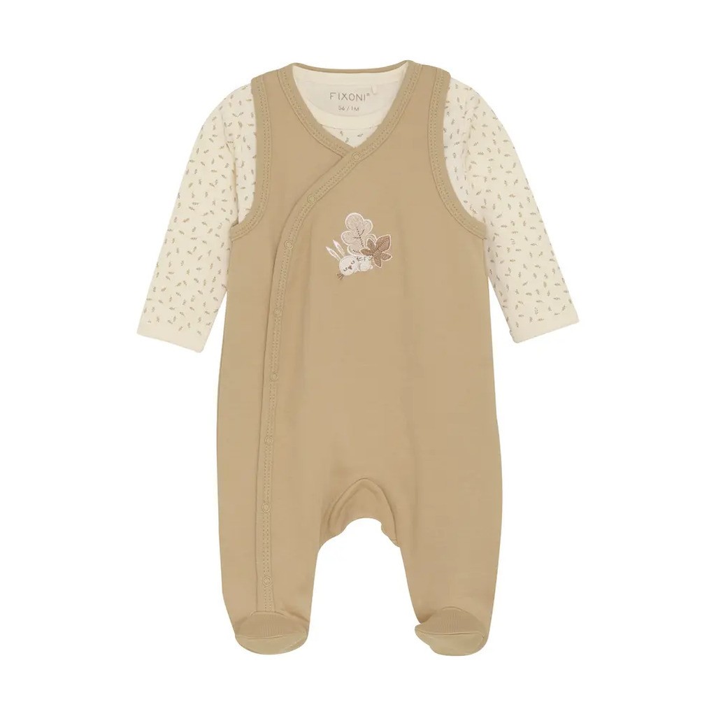 Body langærmet m. Romper - Sesame - 50