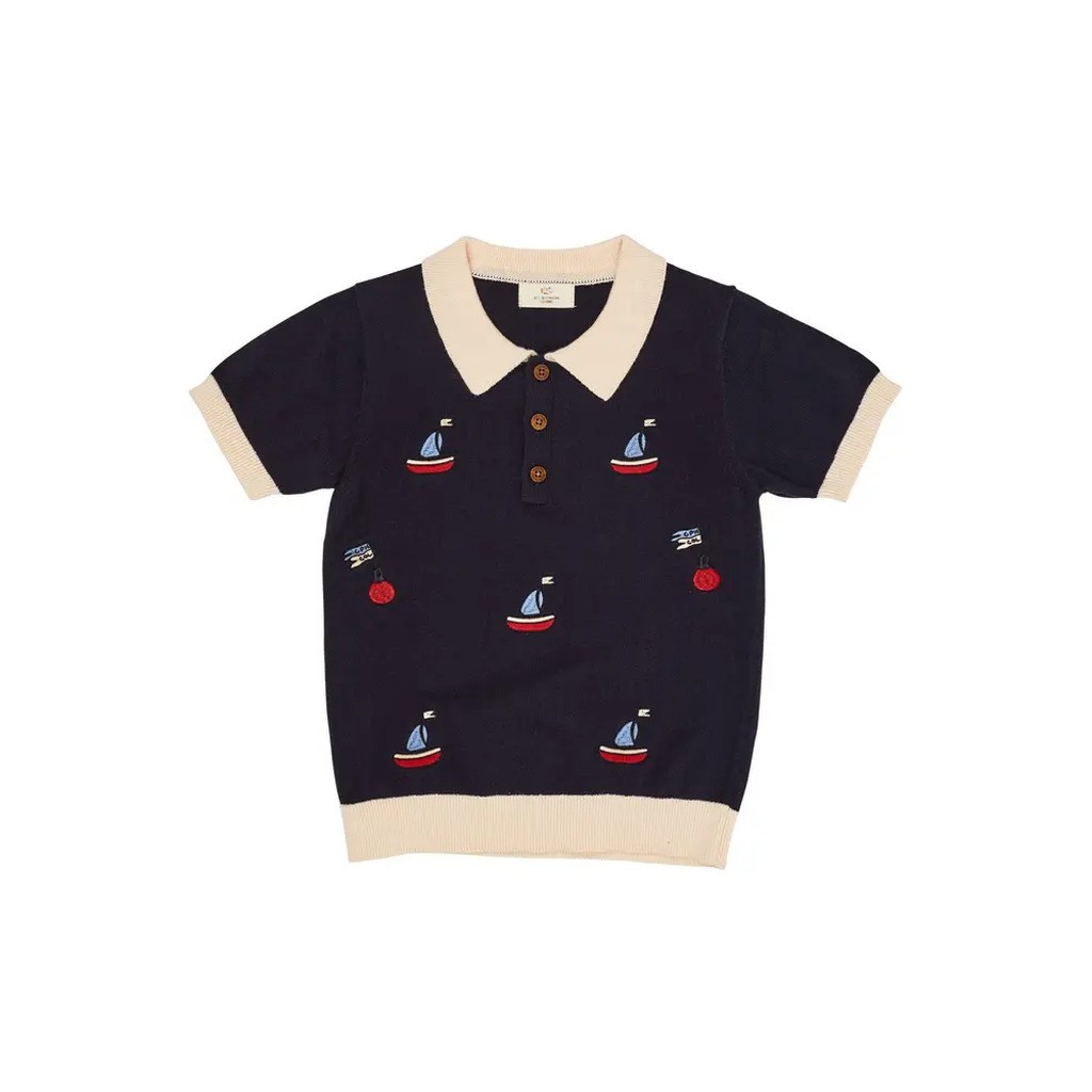 Polo m. både - CREAM/NAVY - 80