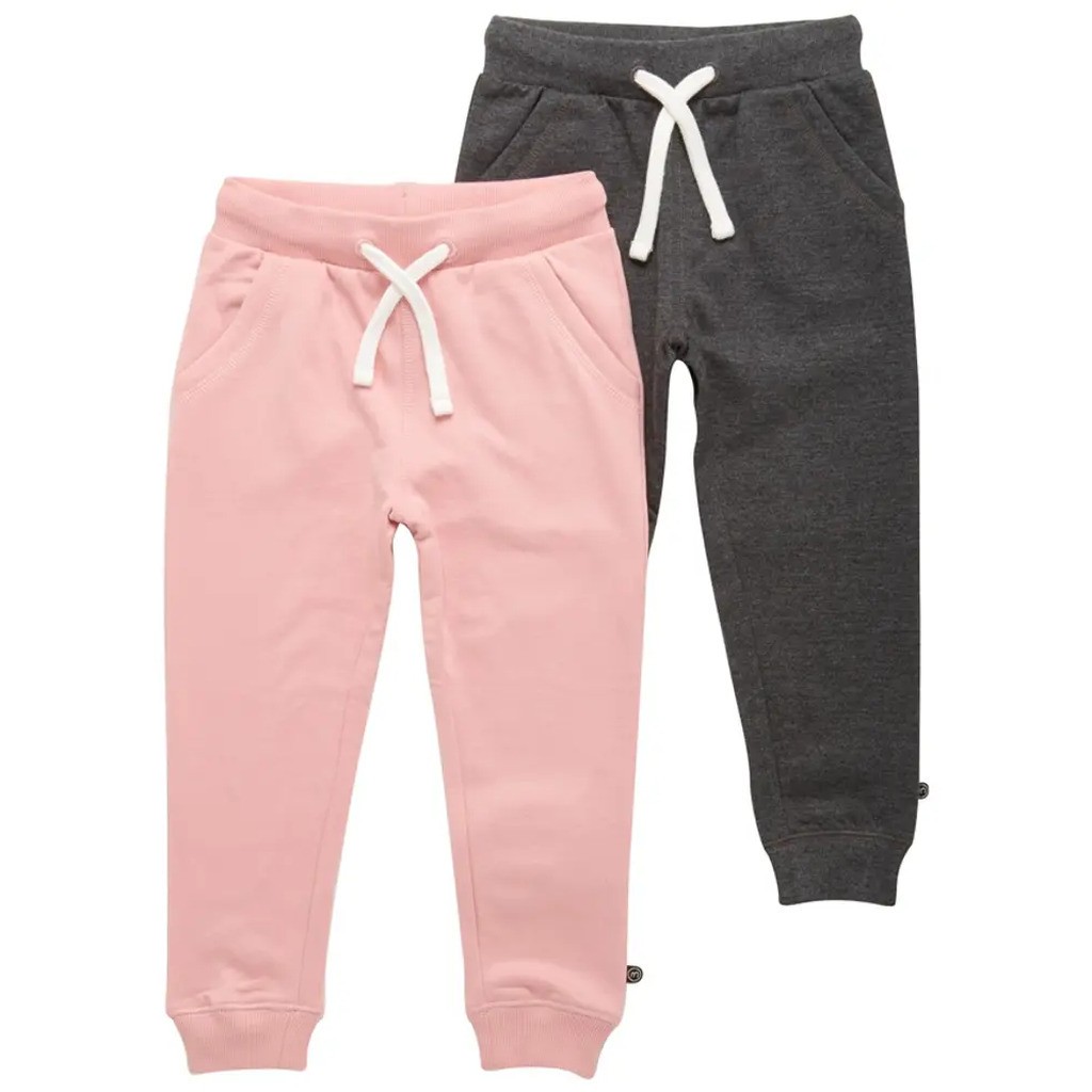 2 Pak Basic Sweatbuks - Lyserrød/Mørkegrå/568 - 134