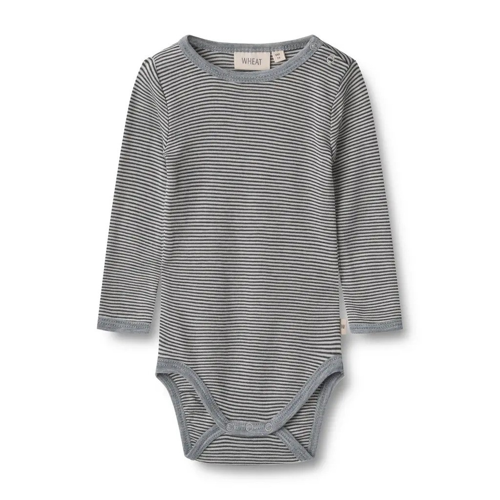 Uld body langærmet Lucca - Navy Stripe - 56