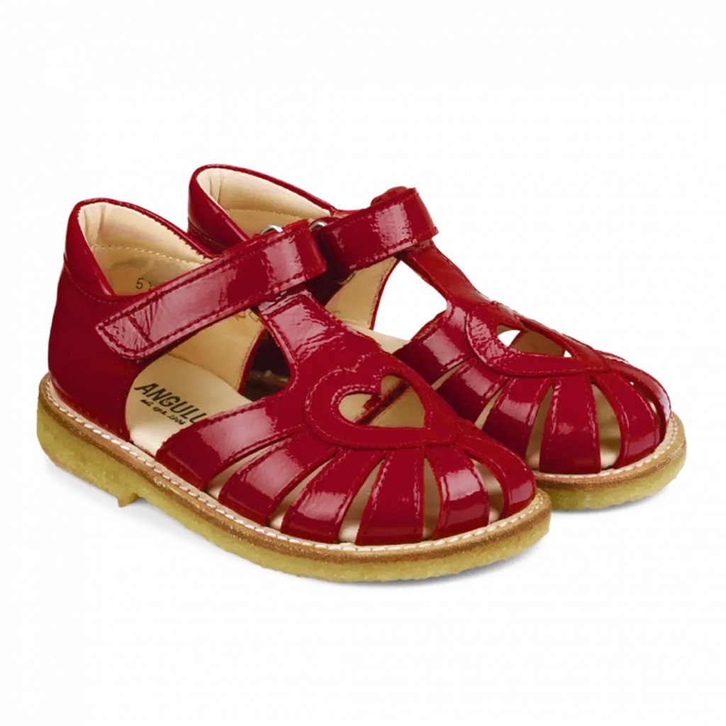 Hjerte Sandal Med Lukket Tå Og Velcro - 1377/Dark Red - 30