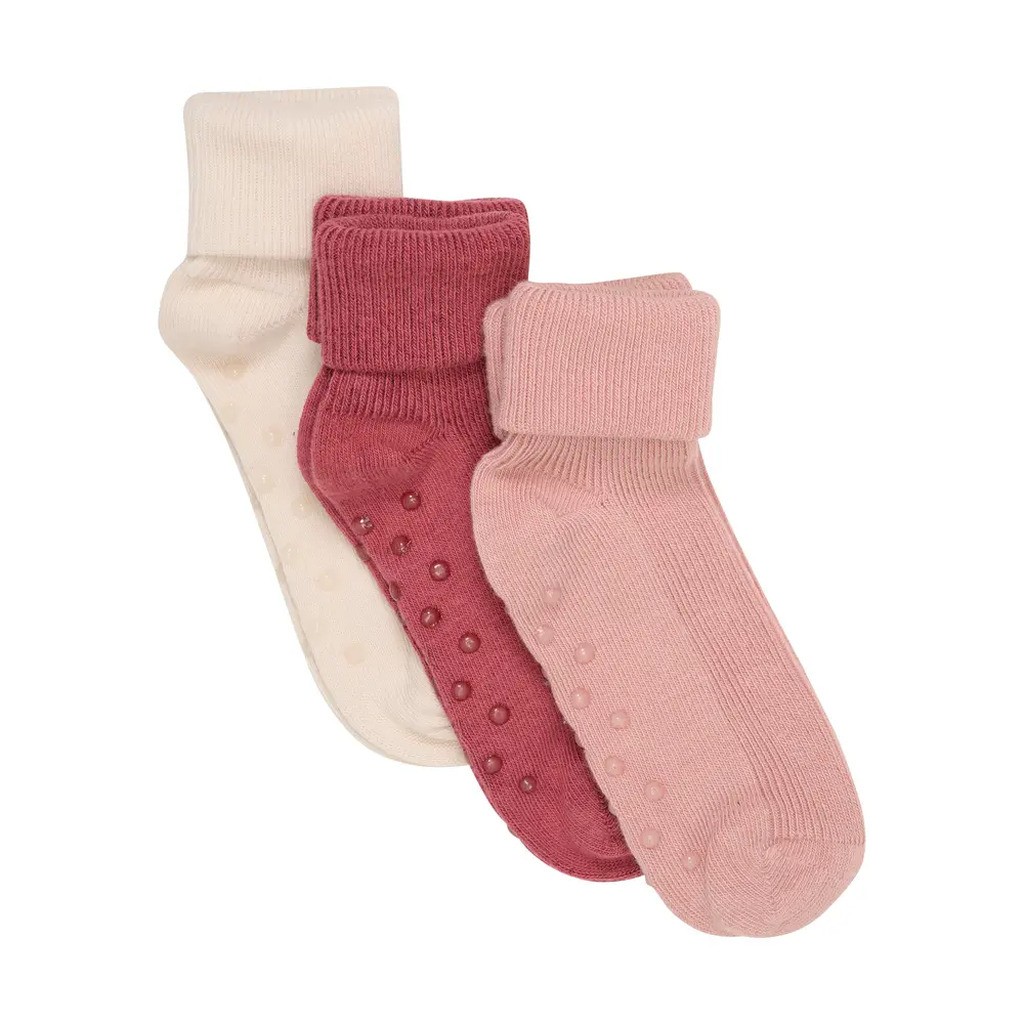 Baby rib Strømper w. ABS - Mineral Red - 11/14