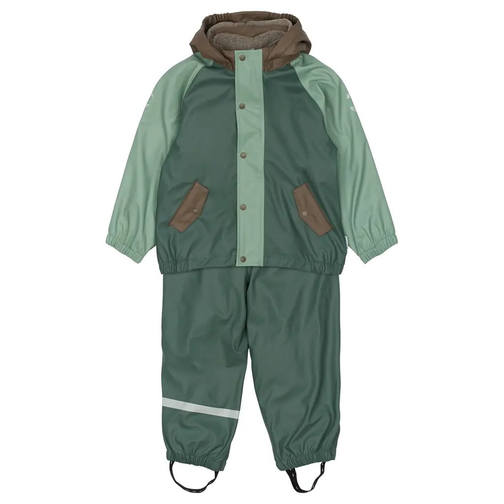 Regnsæt m. Fleece - Balsam green - 4 ÅR