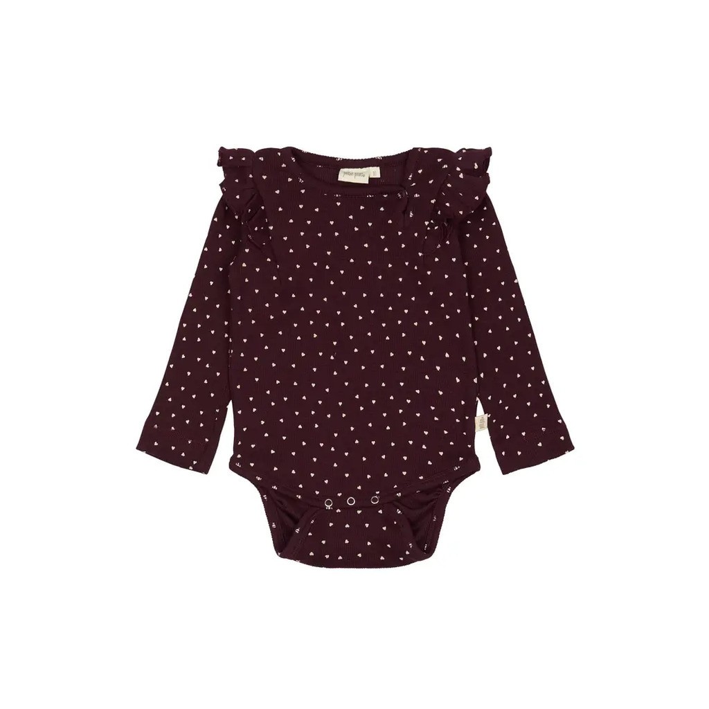 Body Langærmet - Dark Grape/White - 74