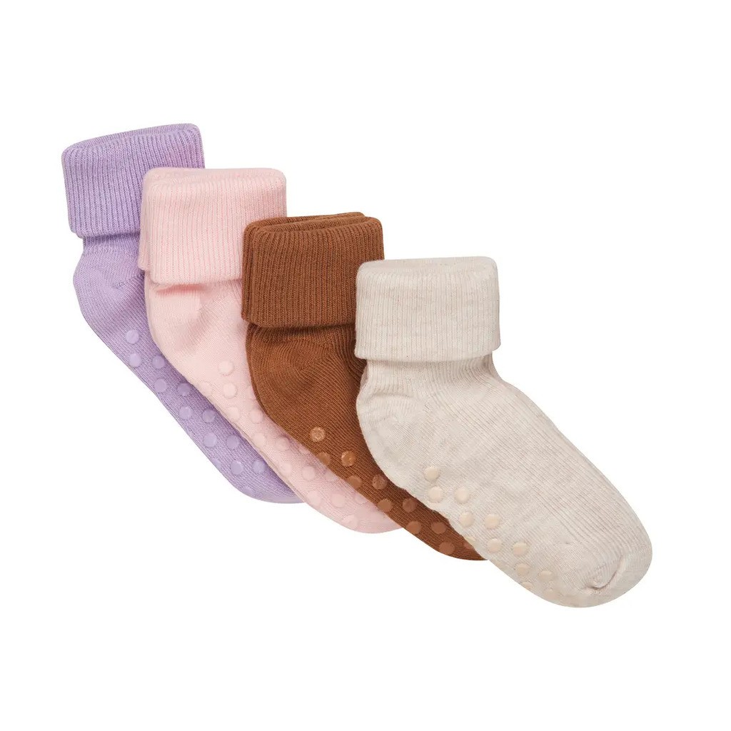 Baby rib strømpe m. ABS (4-pak) - 521 - 19/22