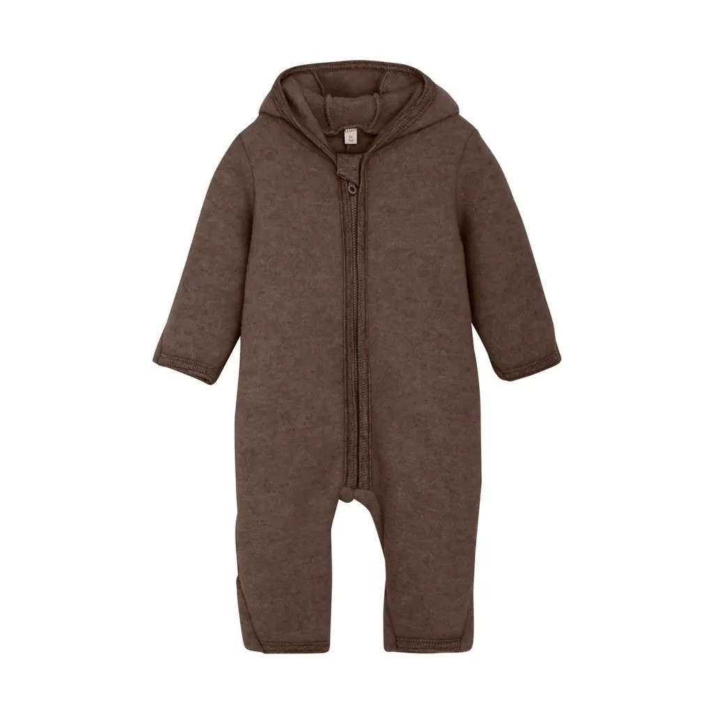 Køredragt Ører Uld Fleece - Brown Melange - 80