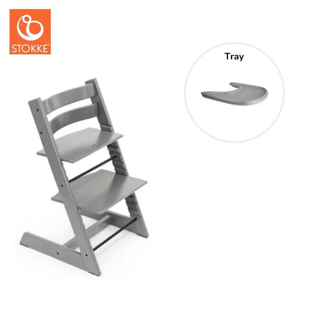 Højstol inkl. tray - storm grå/grå