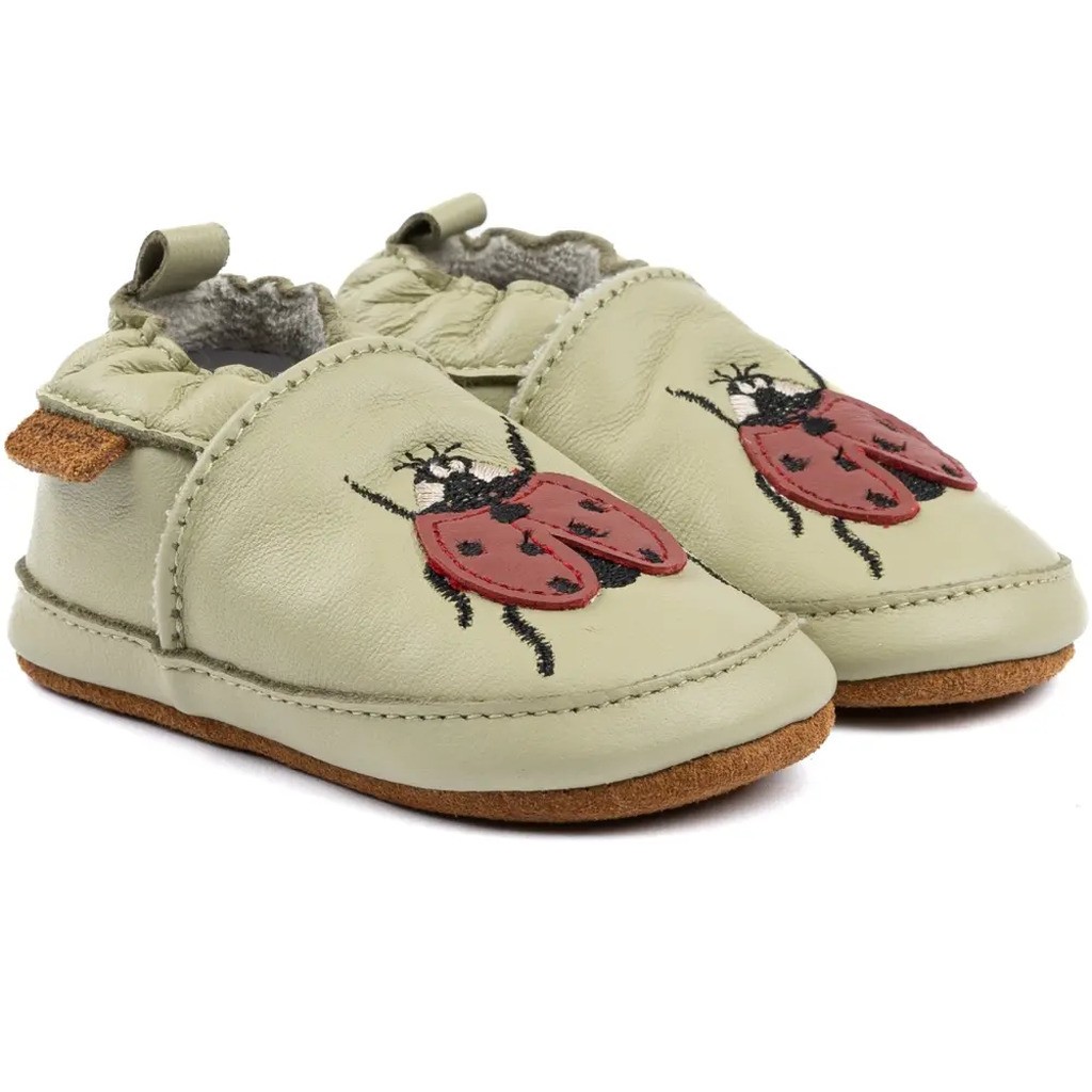 Læder Slipper - 3D - GRAY GREEN - 6-12 MDR.