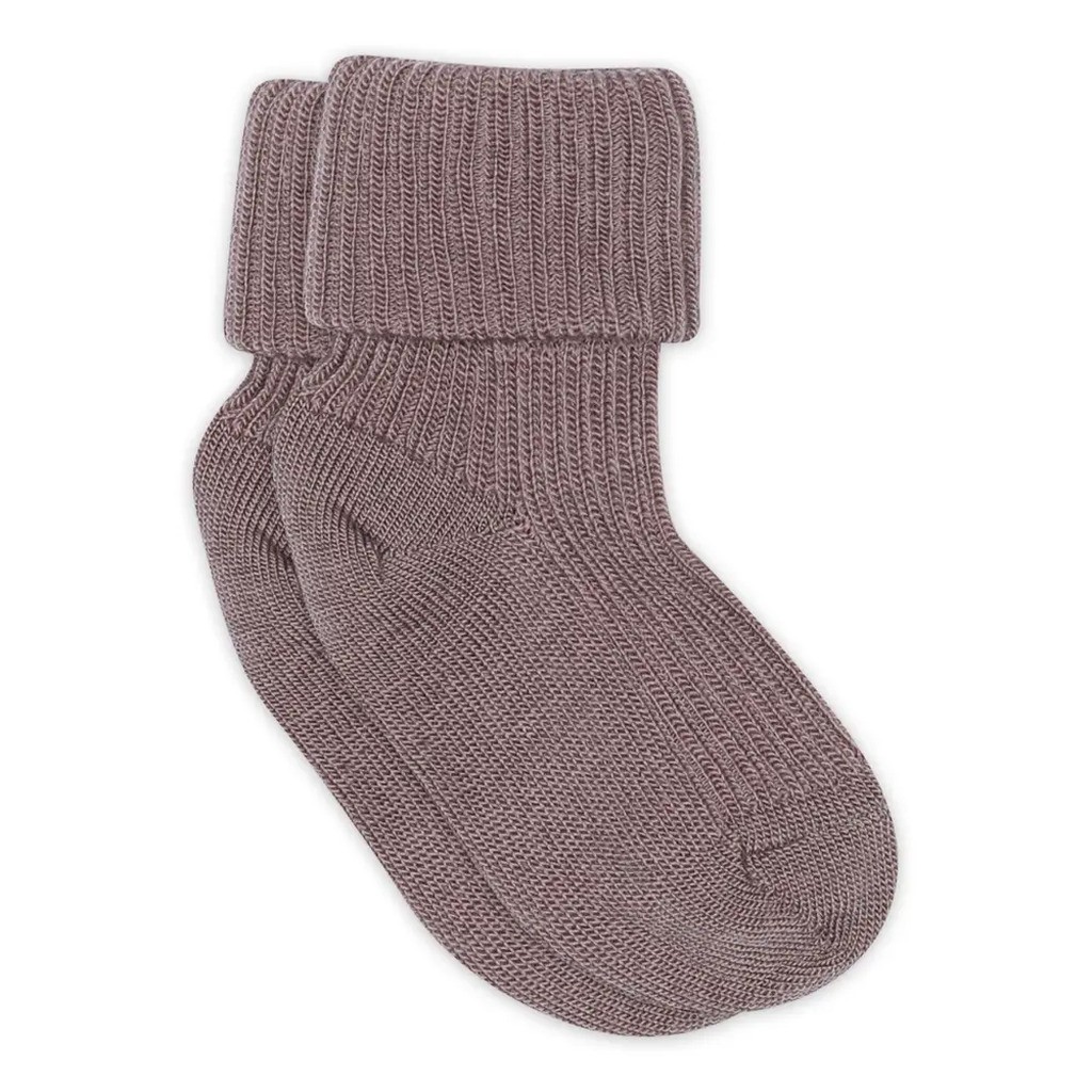 Uld Ankelstrømpe  Rib - Dark Purple Dove - 25/28
