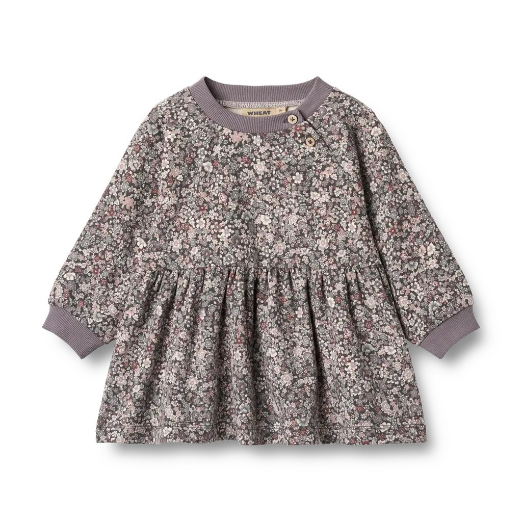 Dorthea Jersey Kjole - Purple stone flowers - 6 MDR.