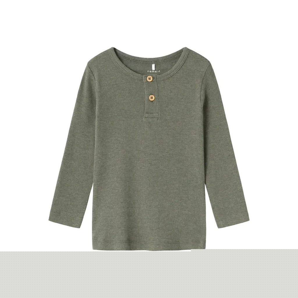 Kab langærmet basis bluse - DUSTYOLIVE - 110