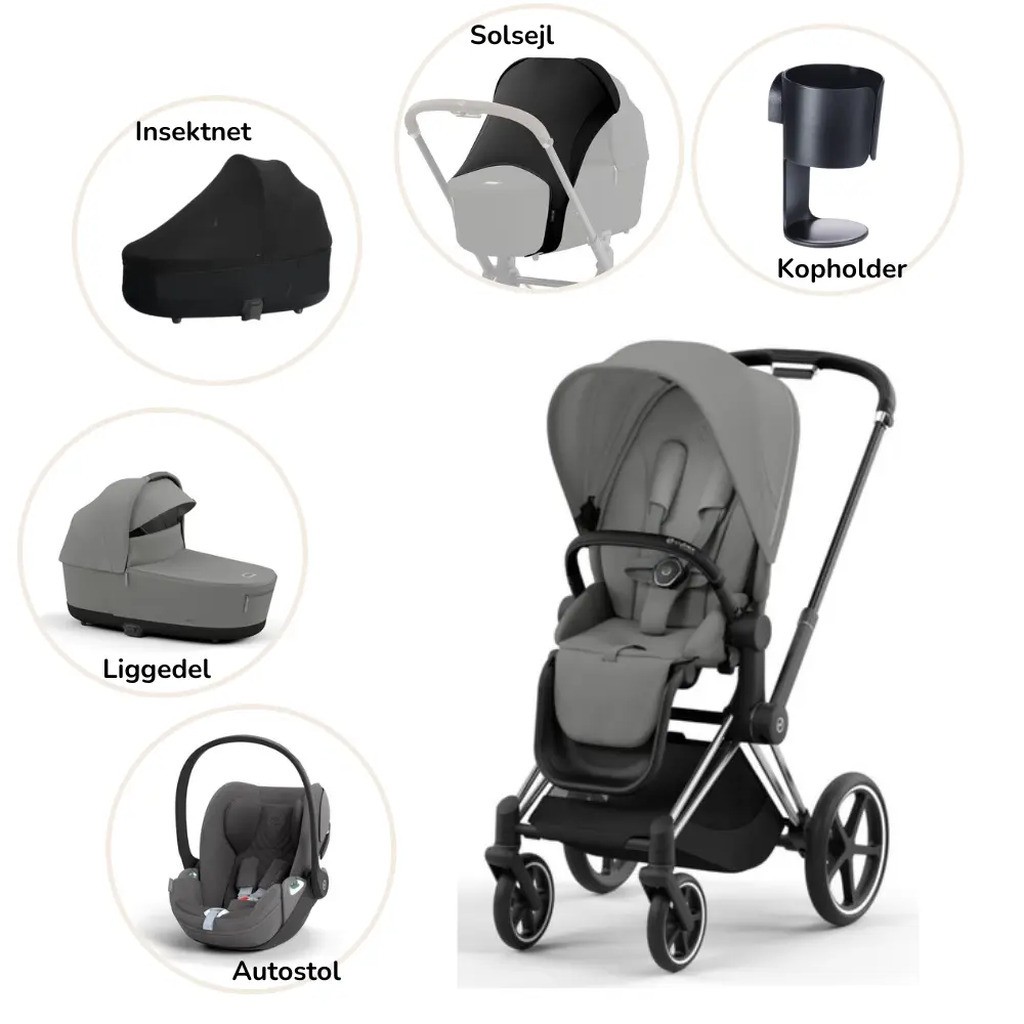 Priam pakke - mirage grey/chrome black PLUS