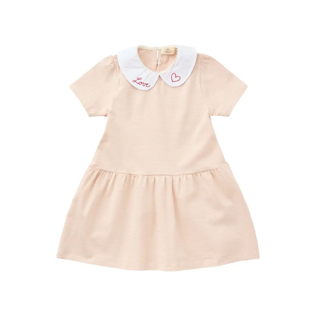 Stribet kjole m. poplin krave - ROSE - 116