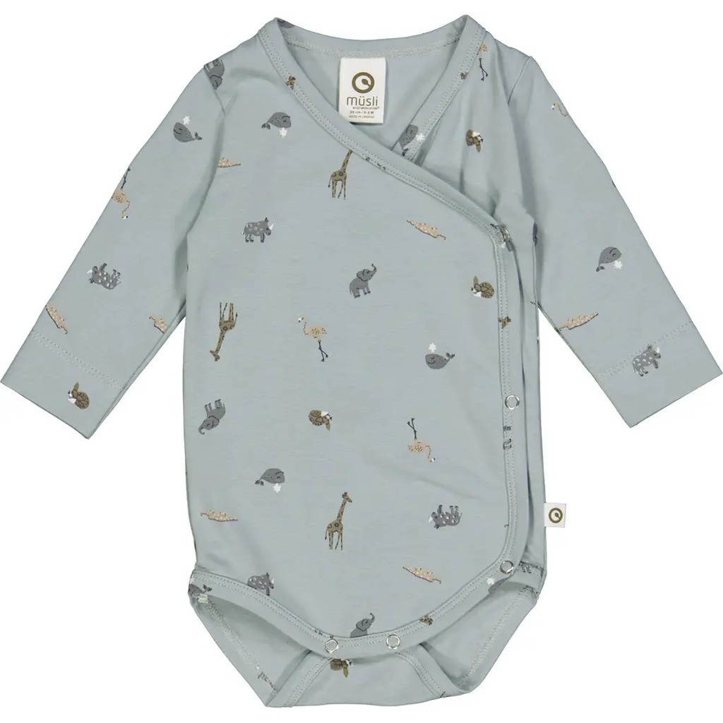 Mini me body med kryds-lukning - Jasmin blue - 44