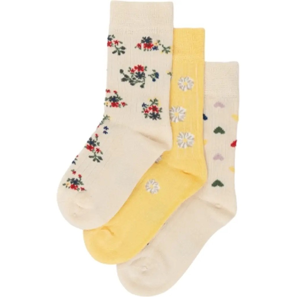 Bamboo strømper 3 pak - FLOWER MIX - 35/38