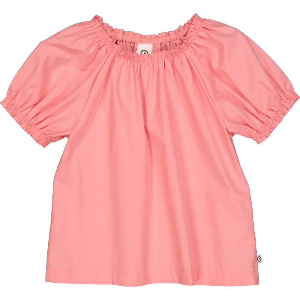 Poplin kortærmet top - Bubblegum - 116
