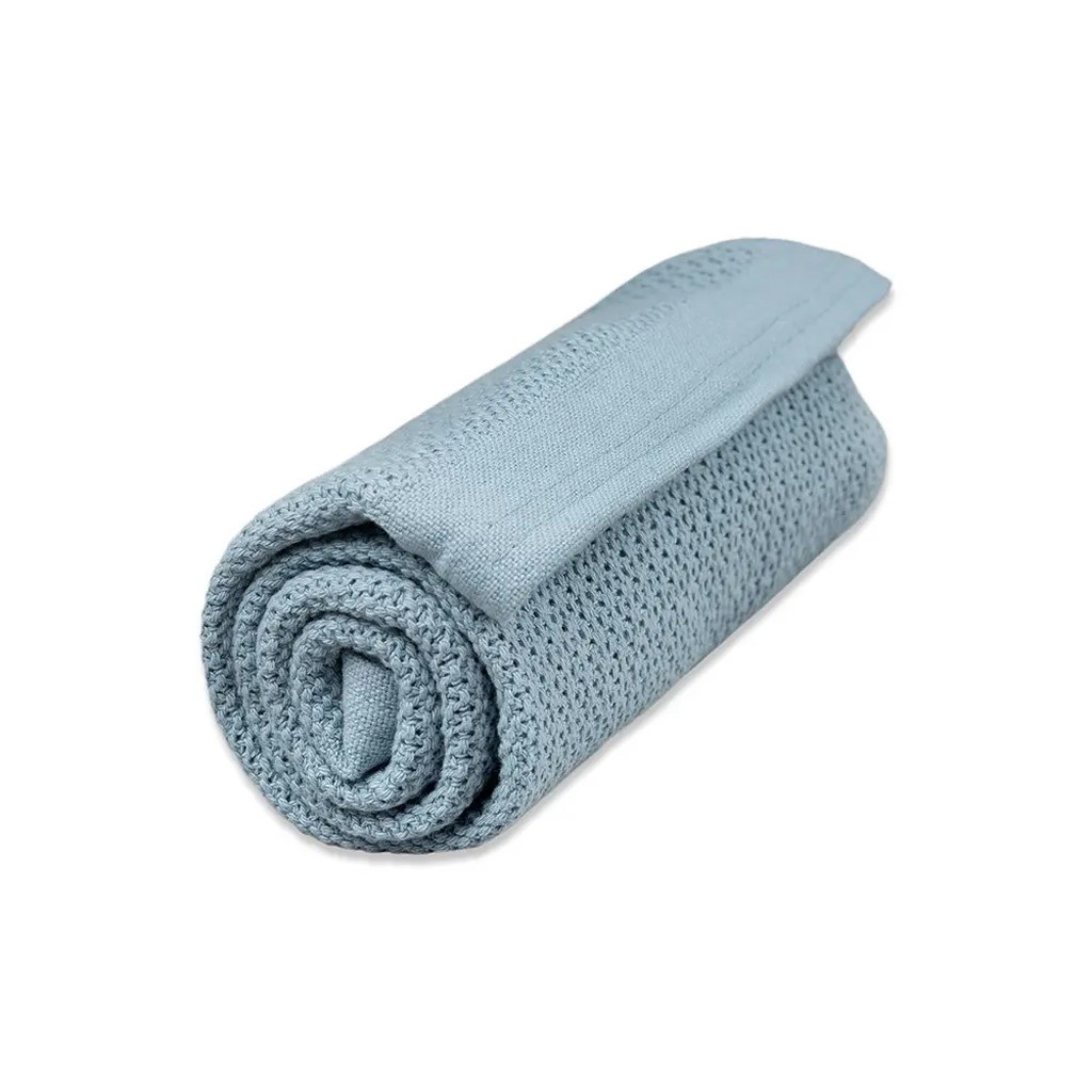 Striktæppe, bomuld - Blå