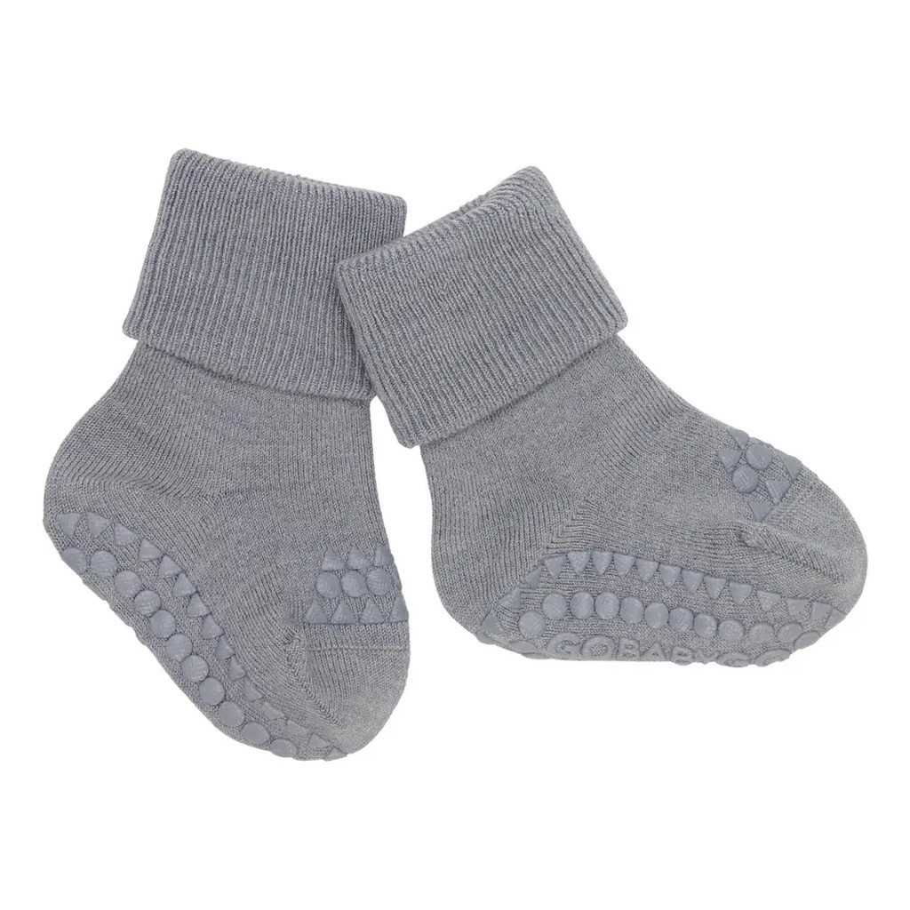 Skridsikre Strømper -  Merino Uld - Grey melange - 23/26