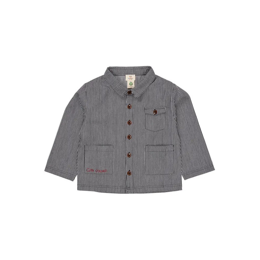 Stribet twill jakke med lommer - NAVYSTRIPE - 104