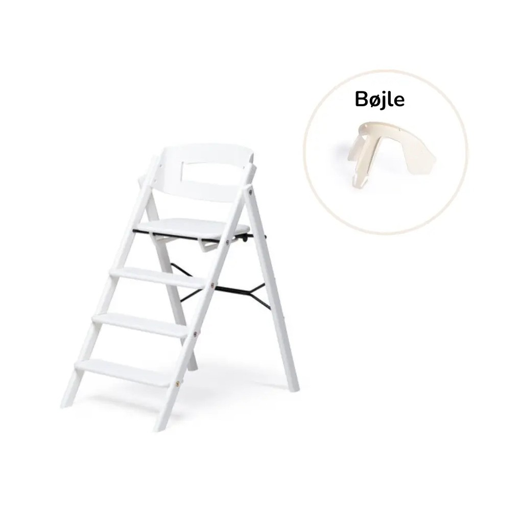 Klapp højstol foldbar bøg inkl. bøjle - hvid