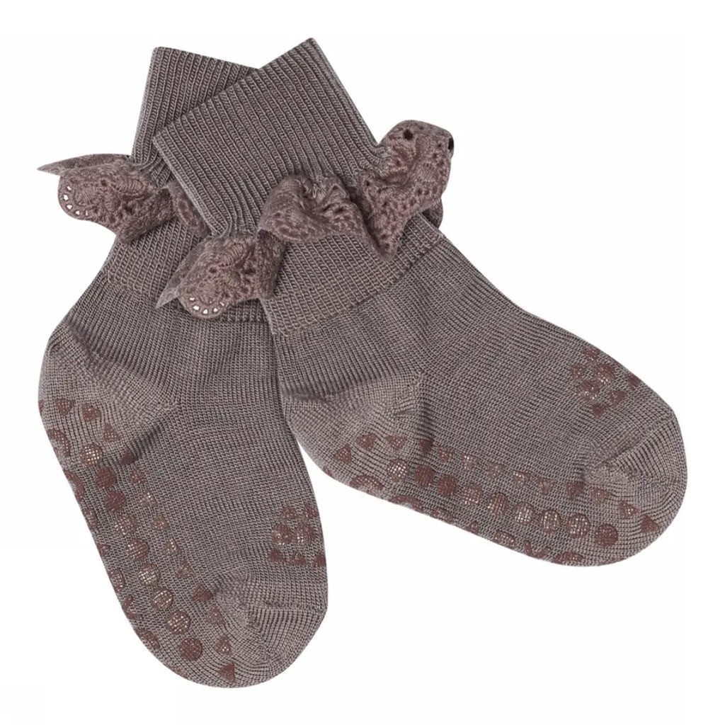 Skridsikre Strømper -  Merino Uld med blonde - 33 - 20/22