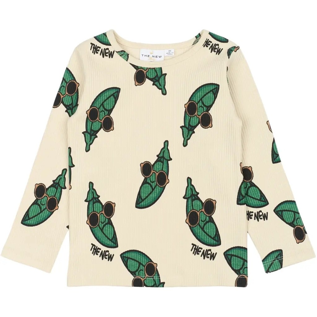 Nevi langærmet rib t-shirt - WHITE SWAN - 80