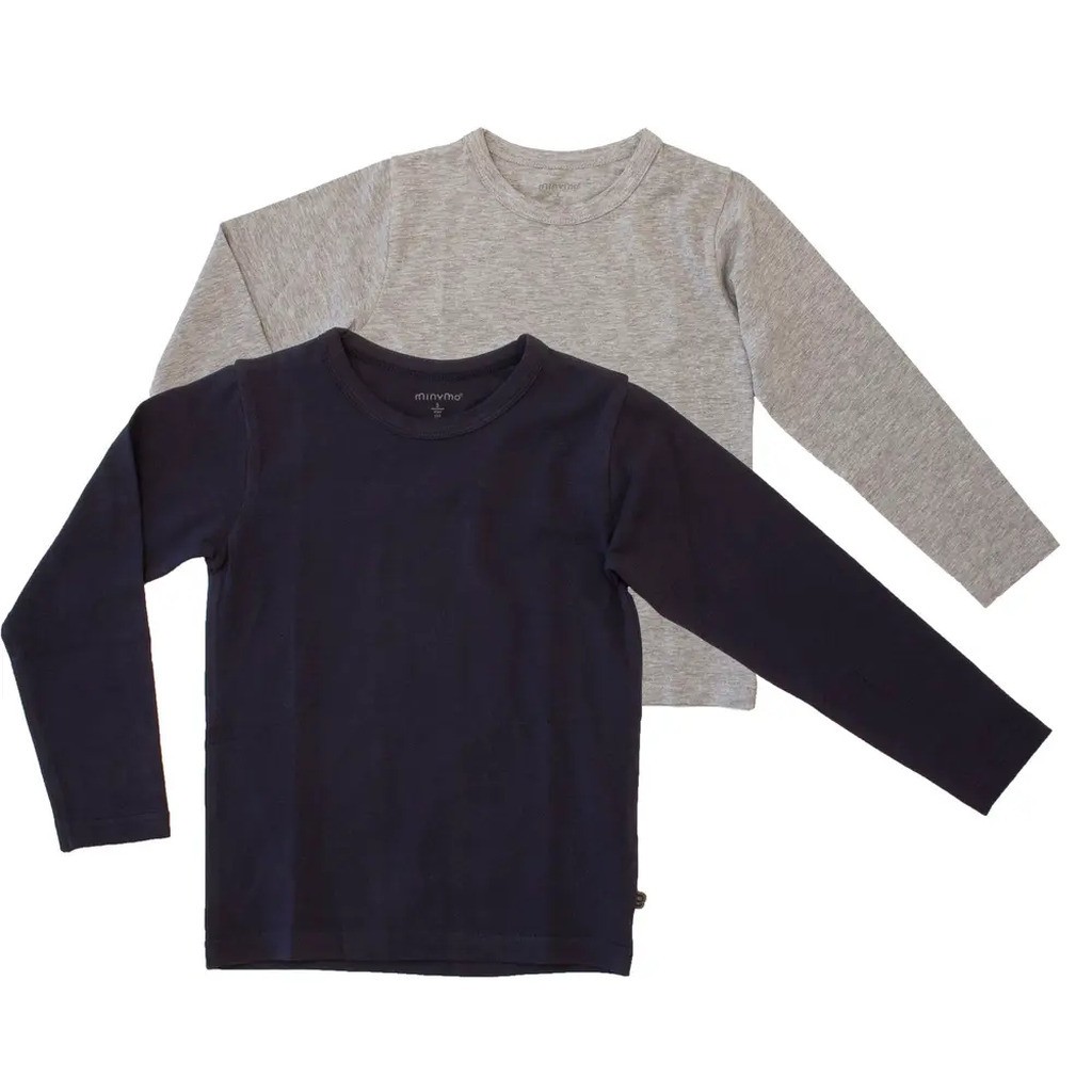 Langærmede T-shirts (2-pak) - Navy 778 - 80