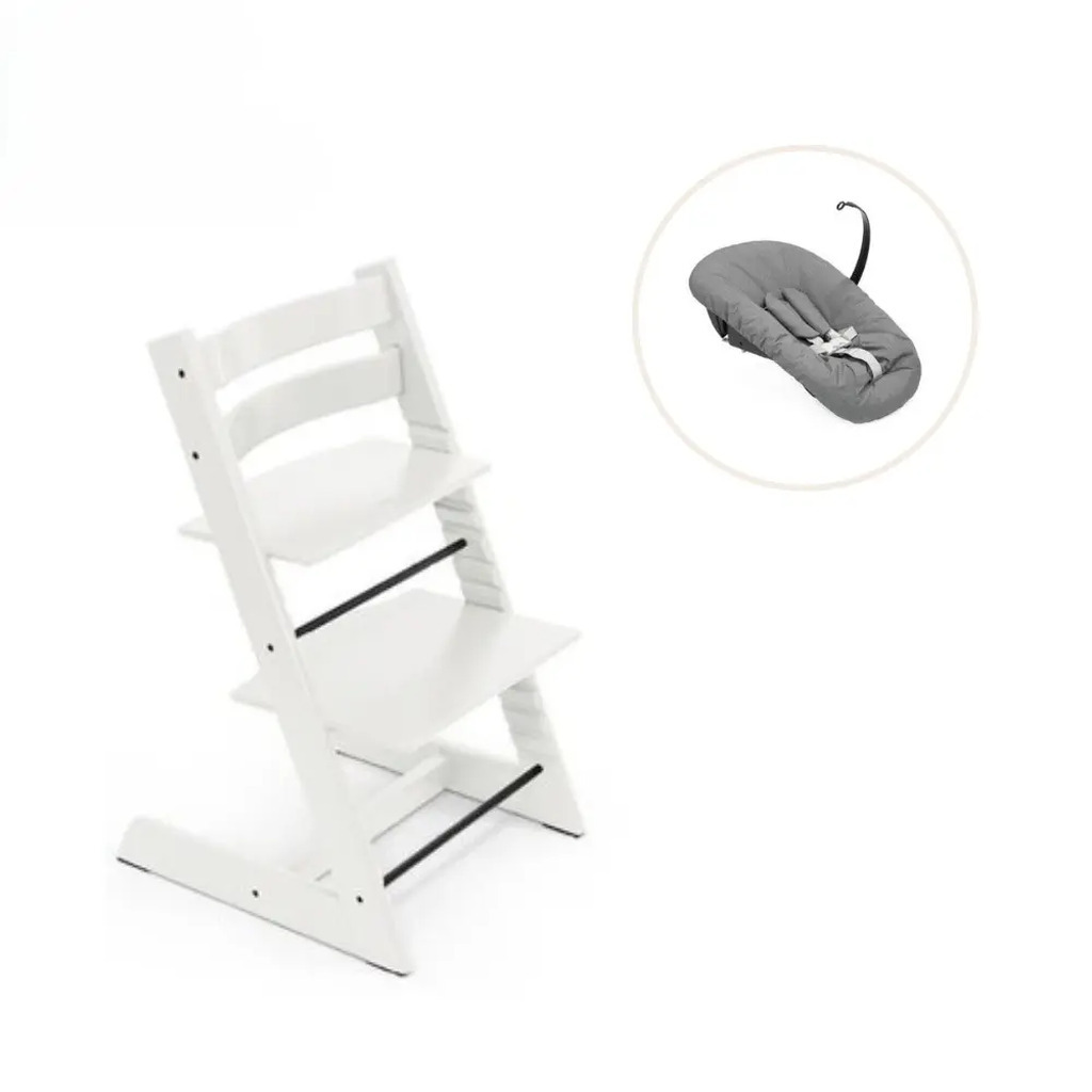 Højstol bøg inkl. newborn sæt - Hvid